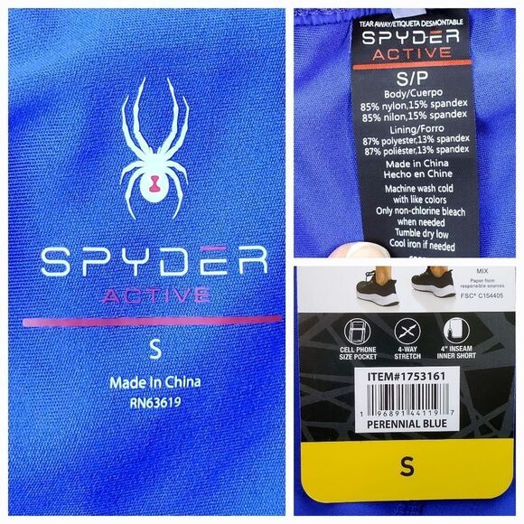 ☔️🔸️NWT Spyder Athletic Blue Lined Shorts Small - Picture 12 of 12